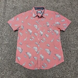 Oxford‎ Blue Premium Collection Sailboat Print Button Up Shirt - Large